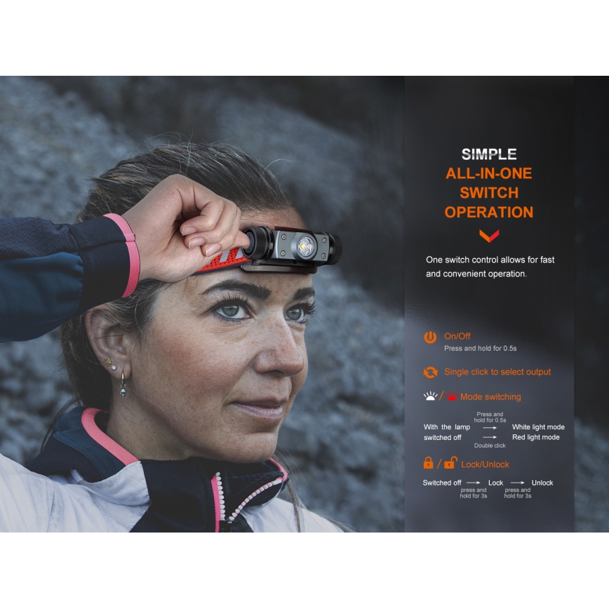 Fenix HM62TMGM - LED Himmennettävä ladattava otsalamppu LED/USB IP68 1200 lm 280 h