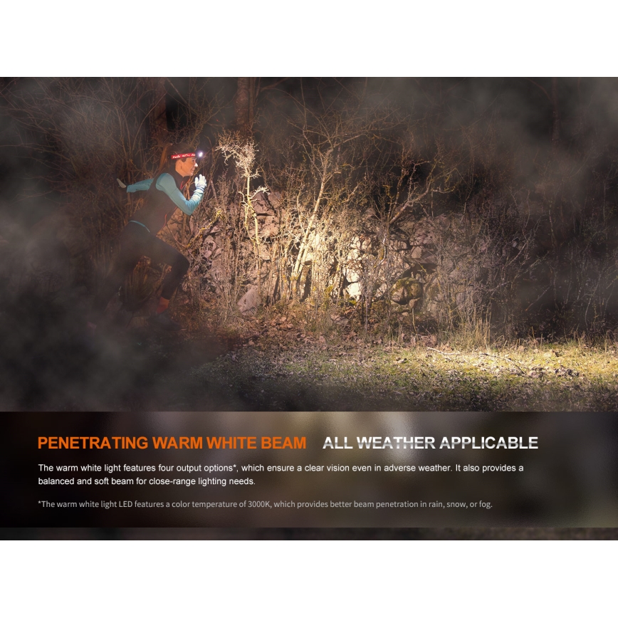Fenix HM65RTV20BLC- LED Himmennettävä ladattava otsalamppu LED/USB IP68 musta/oranssi