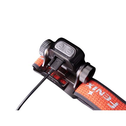 Fenix HM65RTV20BLC- LED Himmennettävä ladattava otsalamppu LED/USB IP68 musta/oranssi