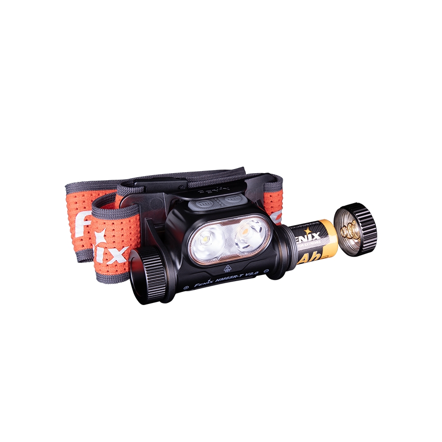 Fenix HM65RTV20BLC- LED Himmennettävä ladattava otsalamppu LED/USB IP68 musta/oranssi