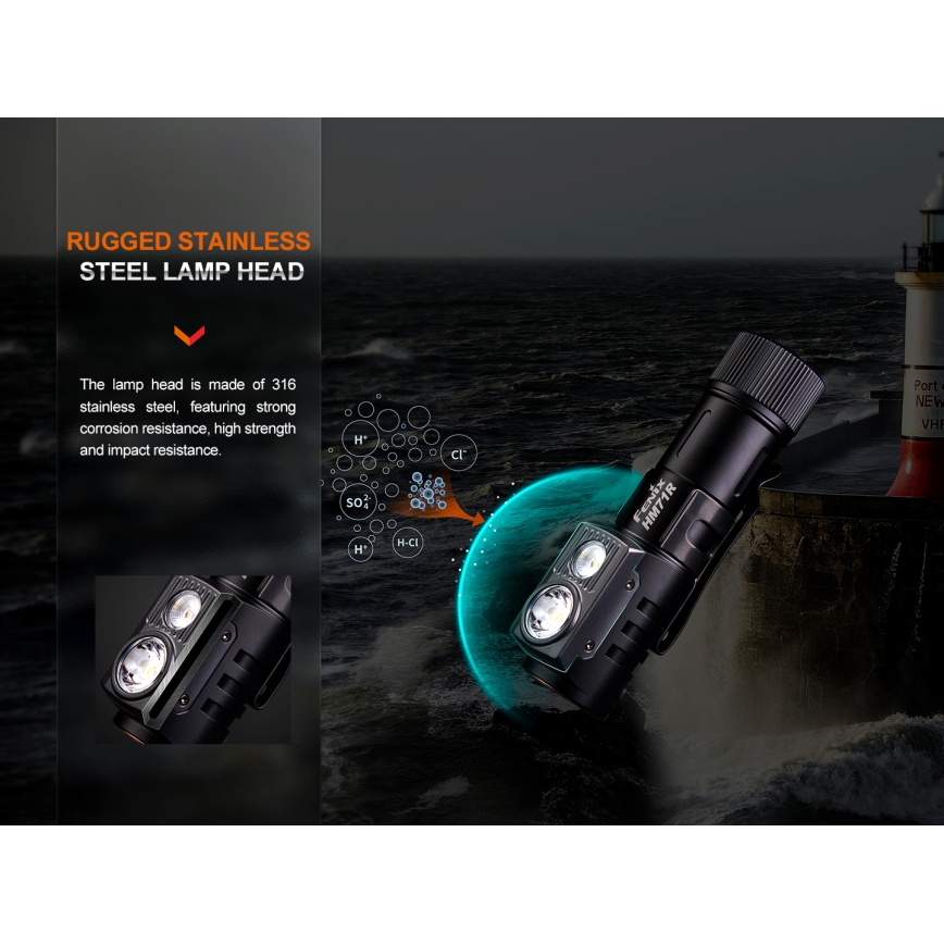 Fenix HM71R - LED Ladattava otsalamppu LED/USB IP68 2700 lm 400 h