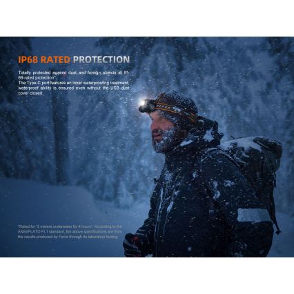 Fenix HM75RTOPAZ - LED Himmennettävä ladattava otsalamppu LED/USB IP68 1600 kiiltävä 210 h 4000 mAh