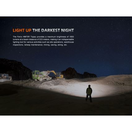 Fenix HM75RTOPAZ - LED Himmennettävä ladattava otsalamppu LED/USB IP68 1600 lm 210 h