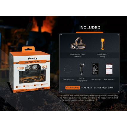 Fenix HM75RTOPAZ - LED Himmennettävä ladattava otsalamppu LED/USB IP68 1600 lm 210 h