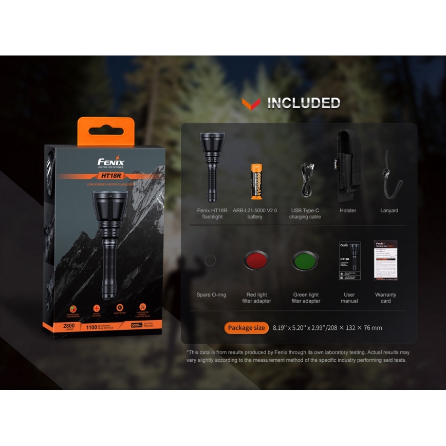 Fenix HT18R - LED Himmennettävä ladattava taskulamppu LED/1x21700 IP68 2800 lm 42 h 5000 mAh