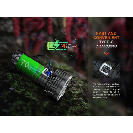 Fenix LR40RV20 - Ladattava LED-taskulamppu LED/USB IP68 15000 lm 177 h