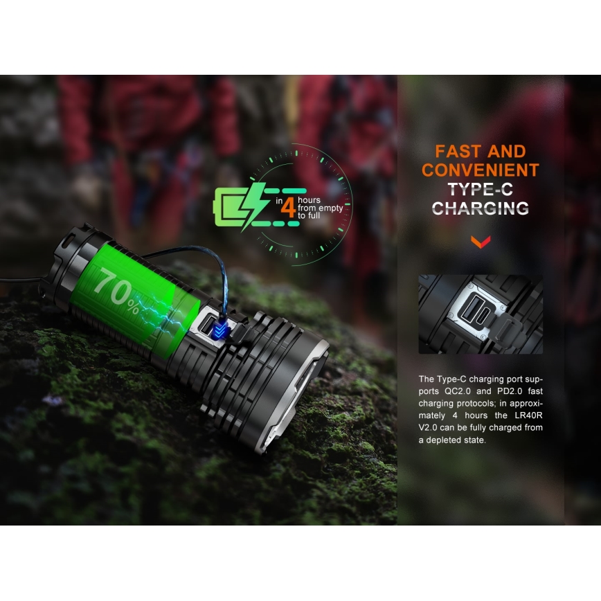 Fenix LR40RV20 - Ladattava LED-taskulamppu LED/USB IP68 15000 lm 177 h