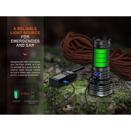 Fenix LR40RV20 - Ladattava LED-taskulamppu LED/USB IP68 15000 lm 177 h