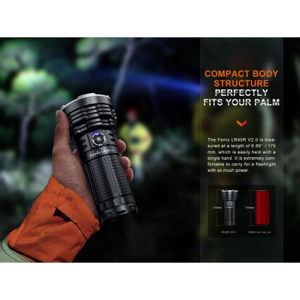 Fenix LR40RV20 - Ladattava LED-taskulamppu LED/USB IP68 15000 lm 177 h