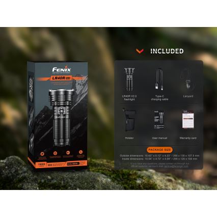 Fenix LR40RV20 - Ladattava LED-taskulamppu LED/USB IP68 15000 lm 177 h