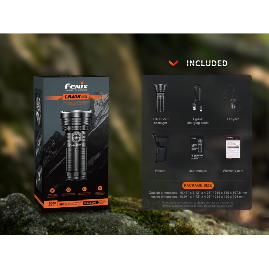 Fenix LR40RV20 - Ladattava LED-taskulamppu LED/USB IP68 15000 lm 177 h