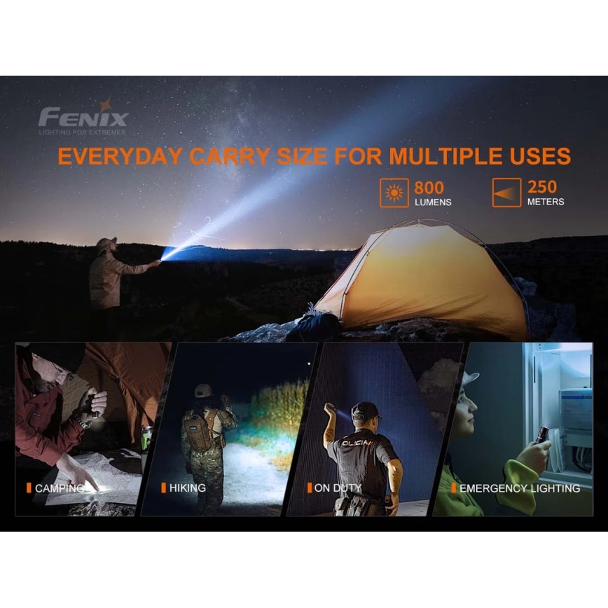 Fenix PD25R - Ladattava LED-taskulamppu LED/USB/1xCR123A IP68 800 lm 70 h 700 mAh