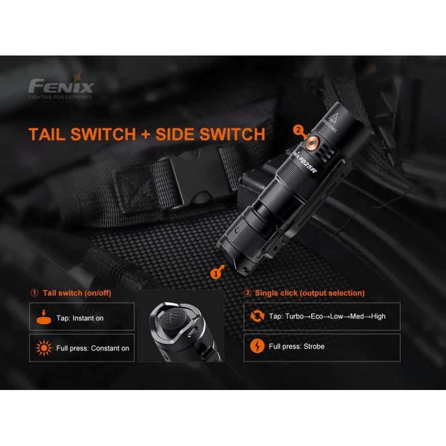 Fenix PD25R - Ladattava LED-taskulamppu LED/USB/1xCR123A IP68 800 lm 70 h 700 mAh