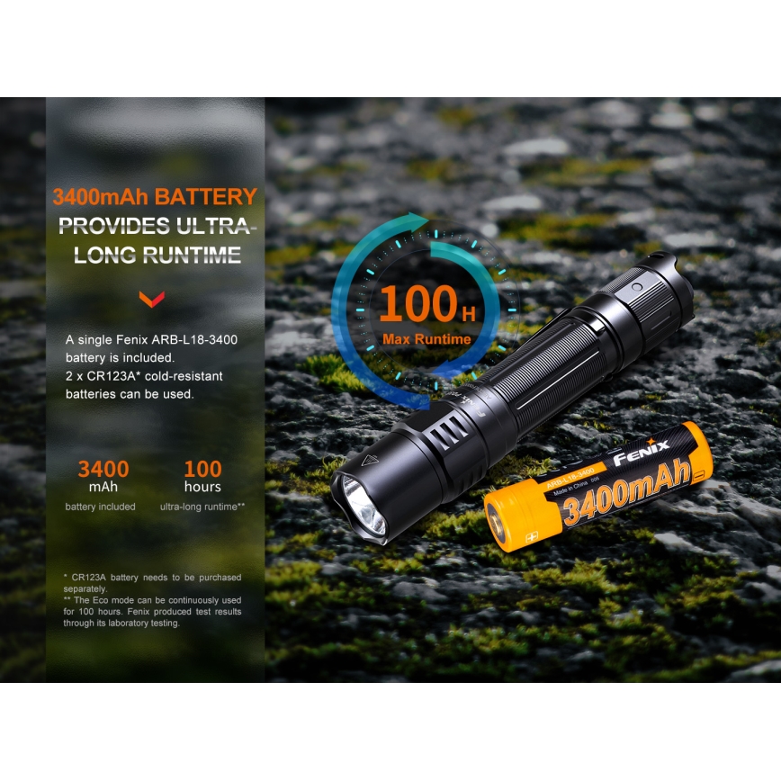 Fenix PD35R - Ladattava LED-taskulamppu LED/USB/2xCR123A IP68 1700 lm 100 h 3400 mAh
