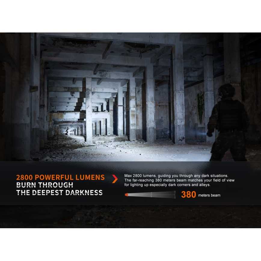 Fenix PD36RPRO - LED Taktinen ladattava taskulamppu LED/USB IP68 2800 lm 42 h