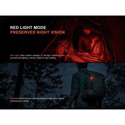 Fenix SW05RREDBLC - LED Himmennettävä ladattava taskulamppu LED/USB IPX6 150 lm 49 h musta