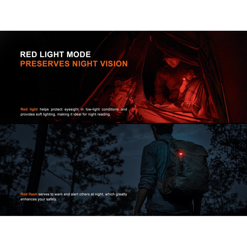 Fenix SW05RREDBLC - LED Himmennettävä ladattava taskulamppu LED/USB IPX6 150 lm 49 h musta