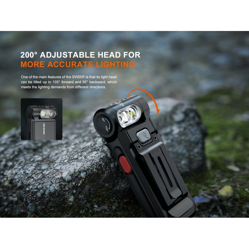 Fenix SW05RREDBLC - LED Himmennettävä ladattava taskulamppu LED/USB IPX6 150 lm 49 h musta