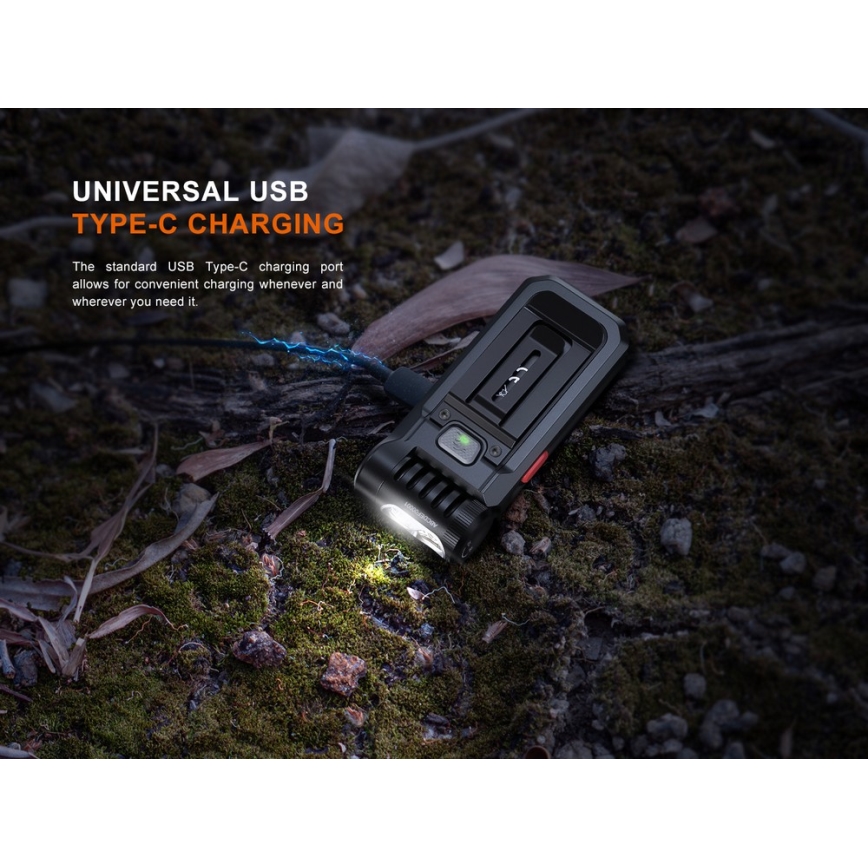 Fenix SW05RREDBLC - LED Himmennettävä ladattava taskulamppu LED/USB IPX6 150 lm 49 h musta