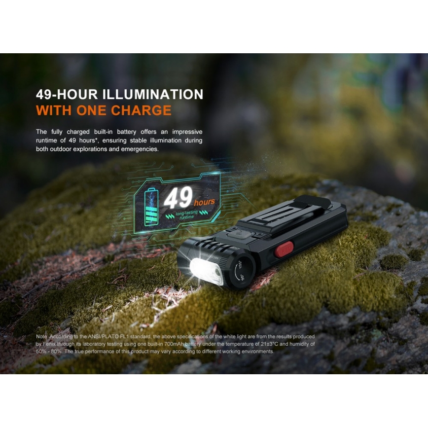 Fenix SW05RREDBLC - LED Himmennettävä ladattava taskulamppu LED/USB IPX6 150 lm 49 h musta