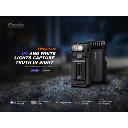 Fenix SW05RUVBLC - LED Himmennettävä ladattava taskulamppu LED/USB IPX6 150 lm 49 h musta