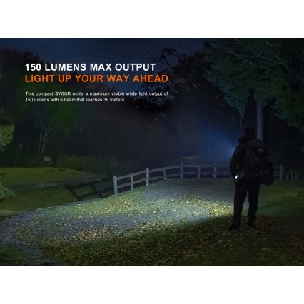 Fenix SW05RUVBLC - LED Himmennettävä ladattava taskulamppu LED/USB IPX6 150 lm 49 h musta