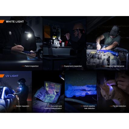 Fenix SW05RUVBLC - LED Himmennettävä ladattava taskulamppu LED/USB IPX6 150 lm 49 h musta