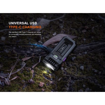 Fenix SW05RUVBLC - LED Himmennettävä ladattava taskulamppu LED/USB IPX6 150 lm 49 h musta