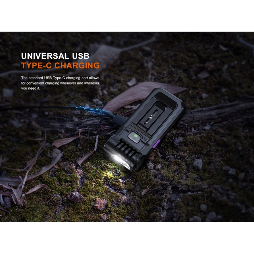 Fenix SW05RUVBLC - LED Himmennettävä ladattava taskulamppu LED/USB IPX6 150 lm 49 h musta