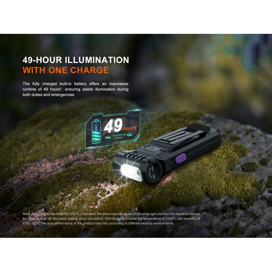 Fenix SW05RUVBLC - LED Himmennettävä ladattava taskulamppu LED/USB IPX6 150 lm 49 h musta