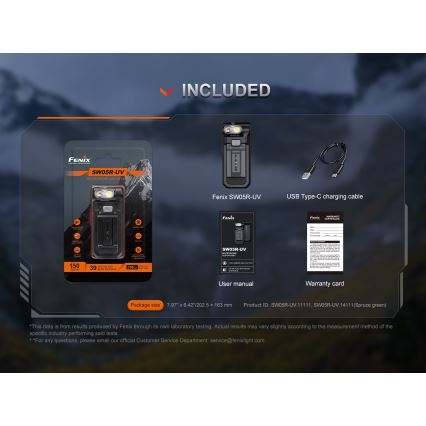 Fenix SW05RUVBLC - LED Himmennettävä ladattava taskulamppu LED/USB IPX6 150 lm 49 h musta