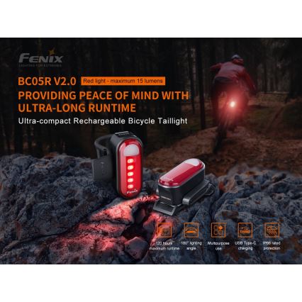 Fenix ​​BC05RV20 - LED Ladattava polkupyörän taskulamppu LED/USB IP66 15 lm 120 h