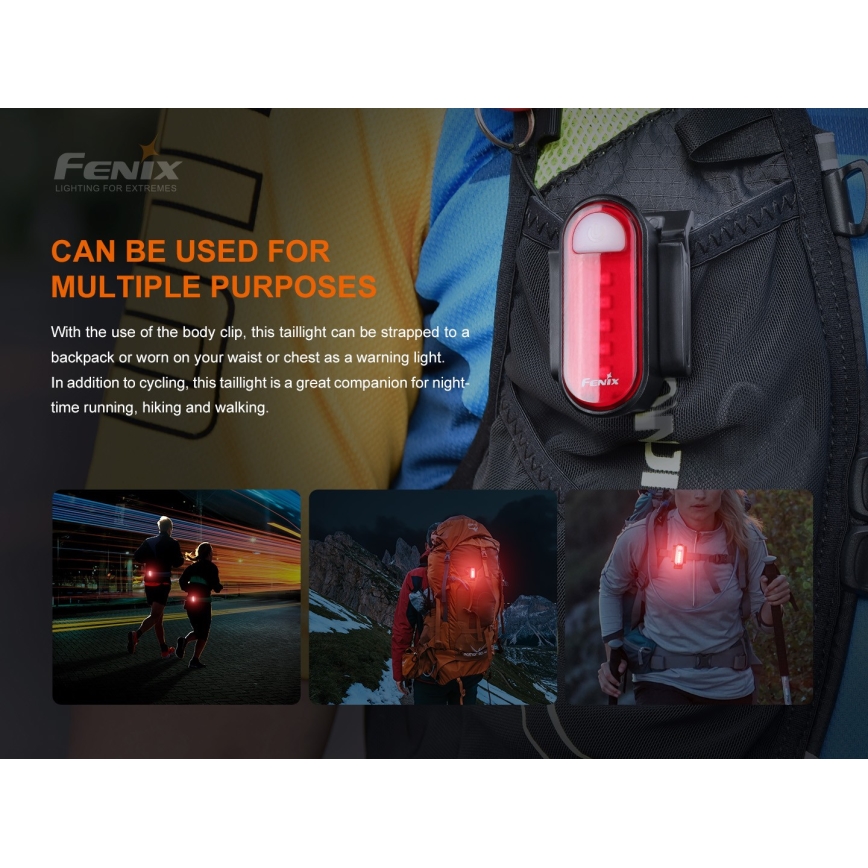 Fenix ​​BC05RV20 - LED Ladattava polkupyörän taskulamppu LED/USB IP66 15 lm 120 h