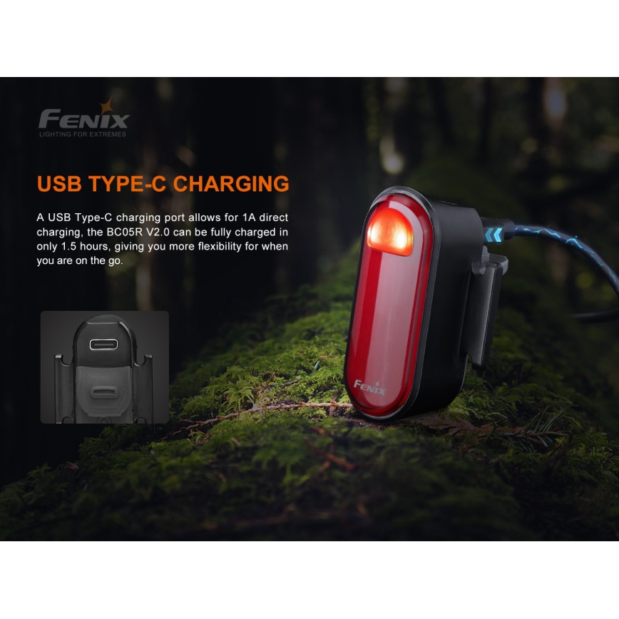 Fenix ​​BC05RV20 - LED Ladattava polkupyörän taskulamppu LED/USB IP66 15 lm 120 h