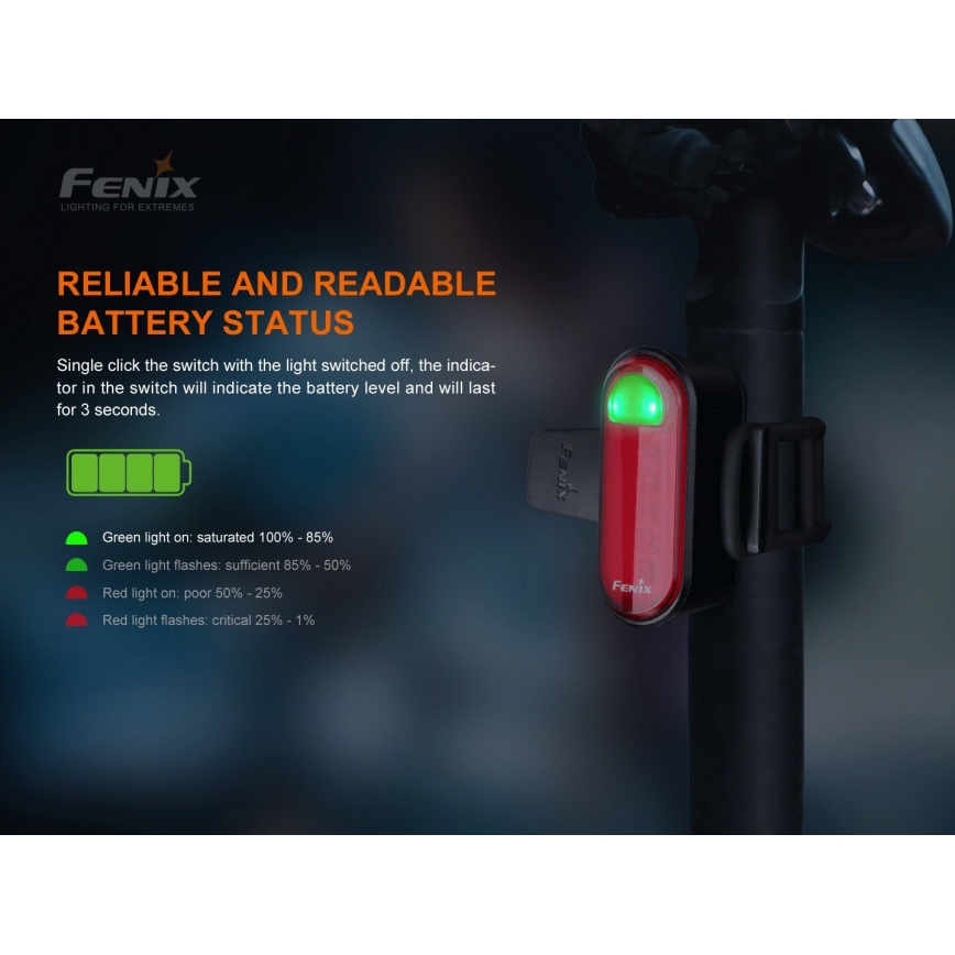 Fenix ​​BC05RV20 - LED Ladattava polkupyörän taskulamppu LED/USB IP66 15 lm 120 h