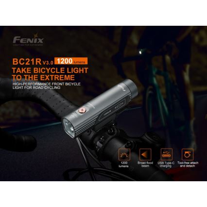 Fenix ​​BC21RV30 - LED ladattava polkupyörän valo LED/USB IP68 1200 lm 33 tuntia