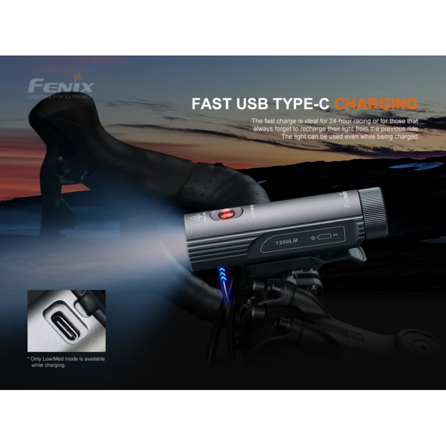 Fenix ​​BC21RV30 - LED ladattava polkupyörän valo LED/USB IP68 1200 lm 33 tuntia