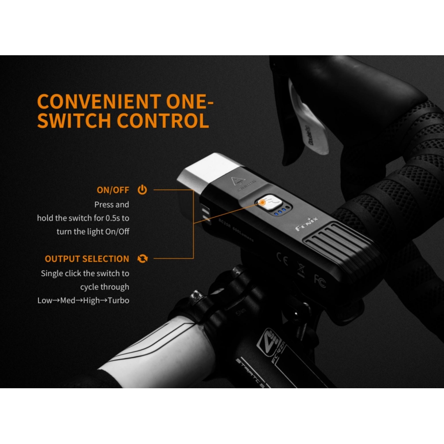 Fenix ​​BC25R - LED Ladattava polkupyörän valo LED/USB IP66 600 lm 36 tuntia