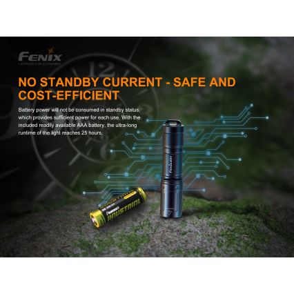 Fenix ​​E01V20BLC - LED taskulamppu LED/1xAAA IP68 100 lm 25 tuntia