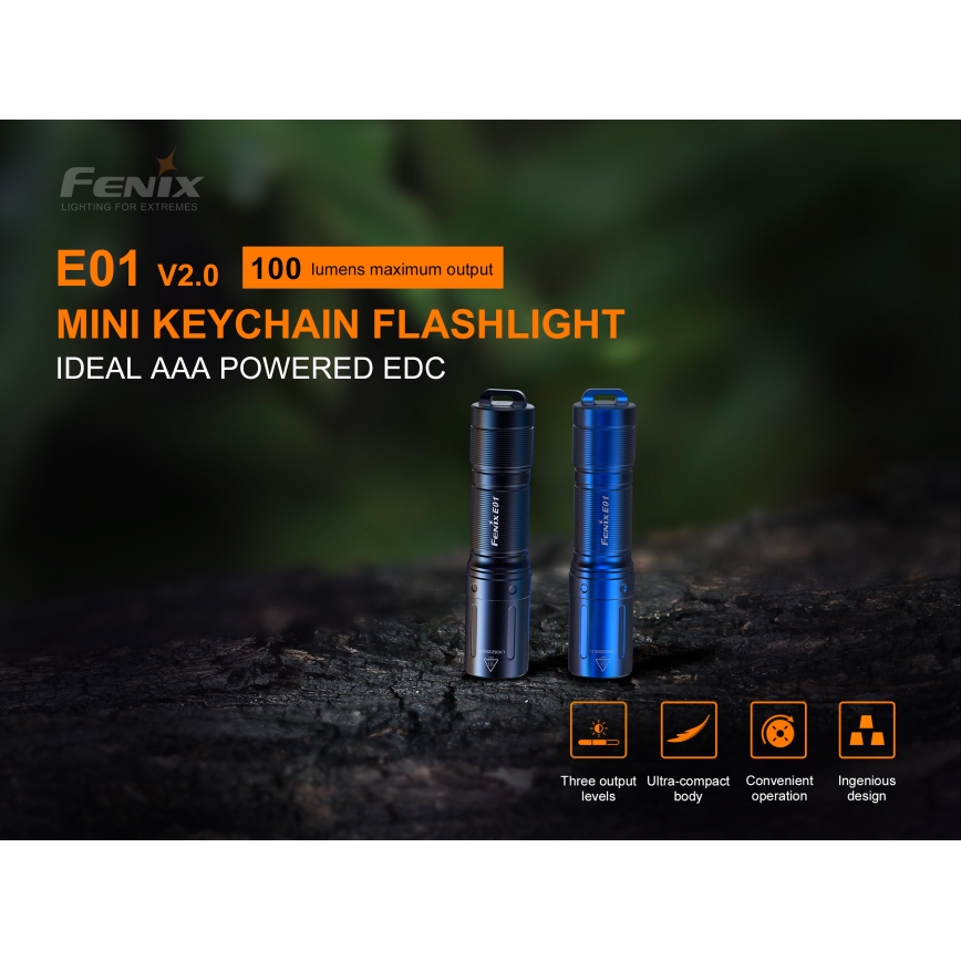 Fenix ​​E01V20BLC - LED taskulamppu LED/1xAAA IP68 100 lm 25 tuntia