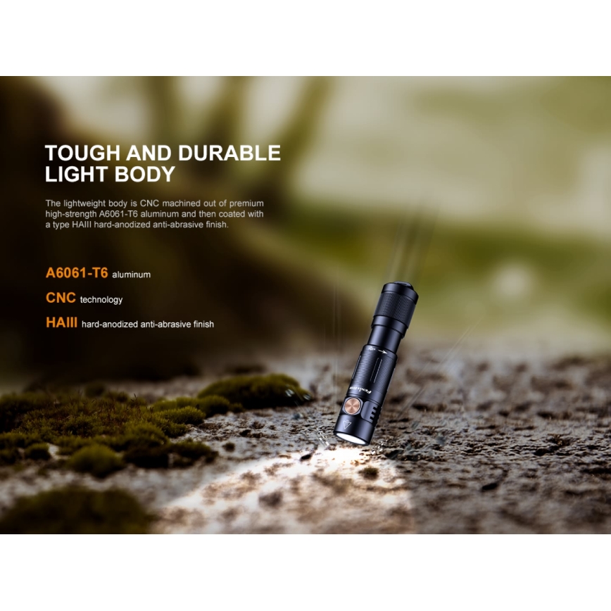 Fenix ​​E05RBLC - LED Ladattava taskulamppu LED/USB IP68 400 lm 30 tuntia