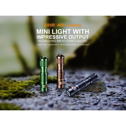 Fenix ​​E05RBLC - LED Ladattava taskulamppu LED/USB IP68 400 lm 30 tuntia