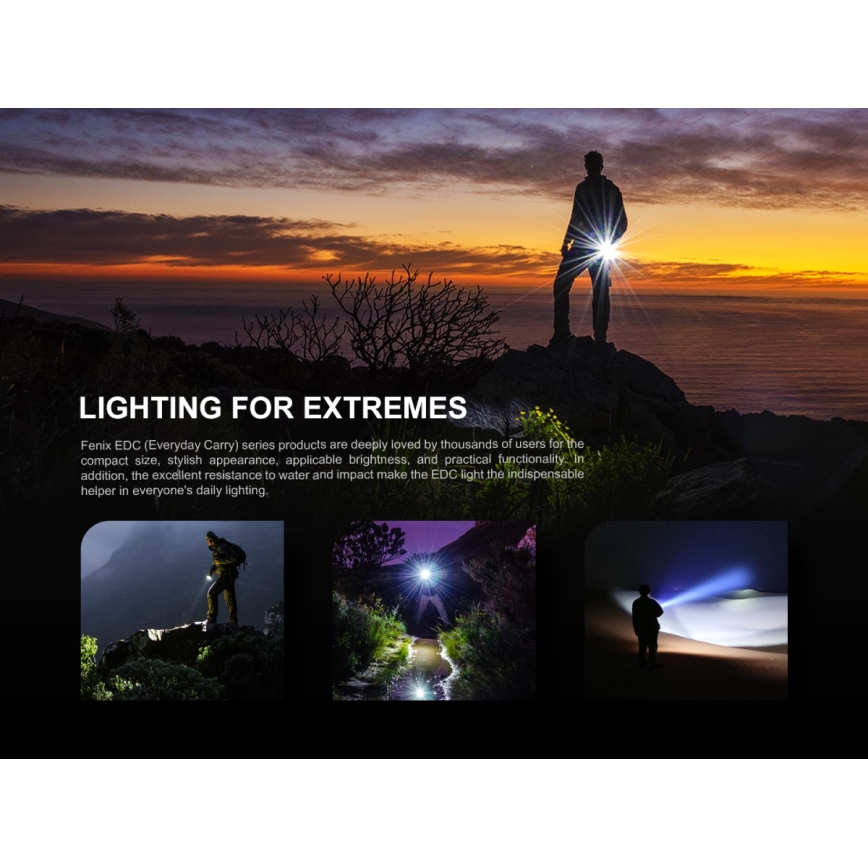 Fenix ​​E05RBLC - LED Ladattava taskulamppu LED/USB IP68 400 lm 30 tuntia