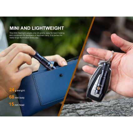 Fenix ​​E05RBLC - LED Ladattava taskulamppu LED/USB IP68 400 lm 30 tuntia