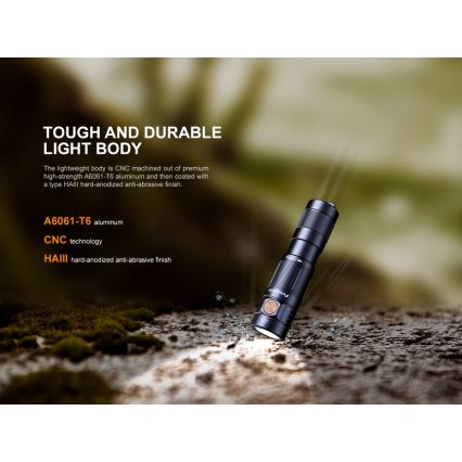 Fenix ​​E09R - LED Ladattava taskulamppu LED/USB IP68 600 lm 70 tuntia