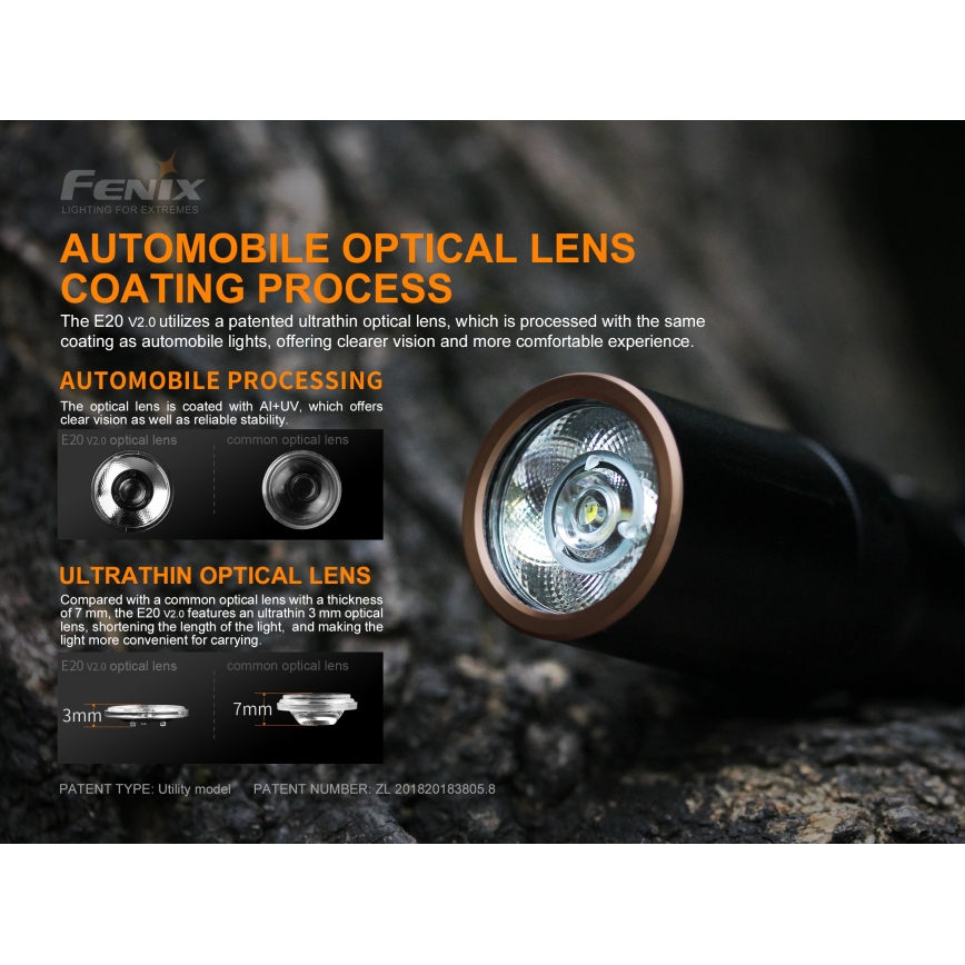 Fenix ​​E20V20 - LED taskulamppu LED/2xAA IP68 350 lm 200 h