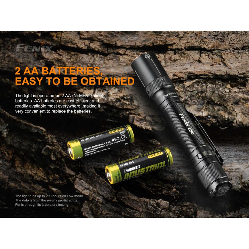 Fenix ​​E20V20 - LED taskulamppu LED/2xAA IP68 350 lm 200 h