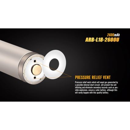 Fenix ​​FE18650LI26USB - 1kpl ladattava akku USB/3,6V 2600 mAh