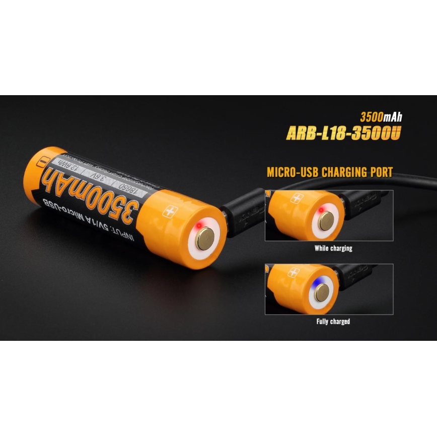 Fenix ​​FE18650LI35USB - 1kpl uudelleenladattava patteri USB/3,6V 3500 mAh