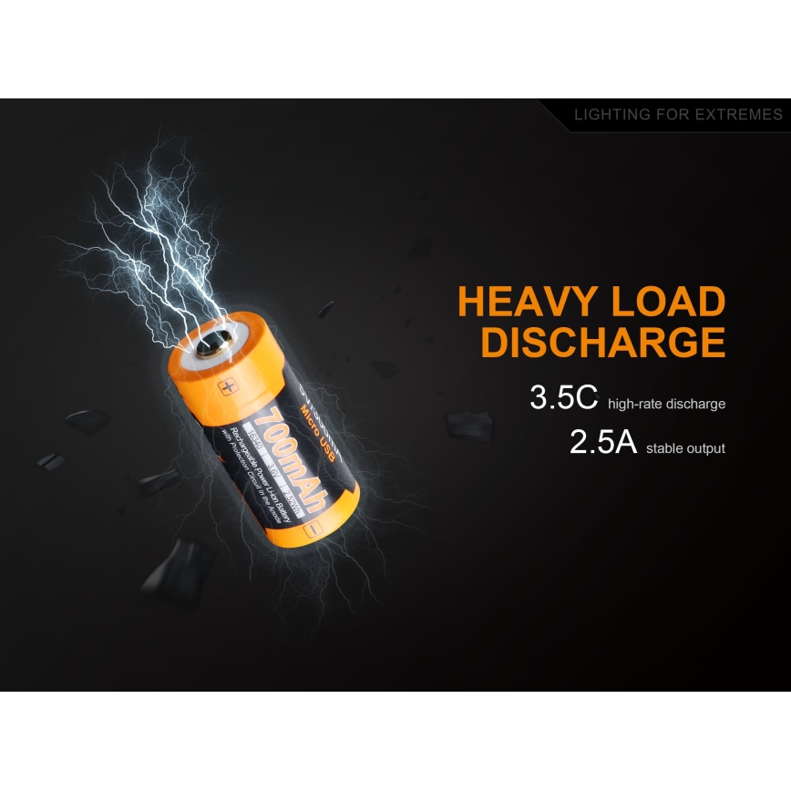 Fenix ​​FERCR123ALIIONUP - 1kpl ladattava akku USB/3,6V 700 mAh